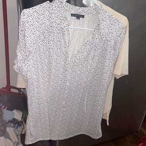 Adrianna Papell White Blouse with Black Pattern